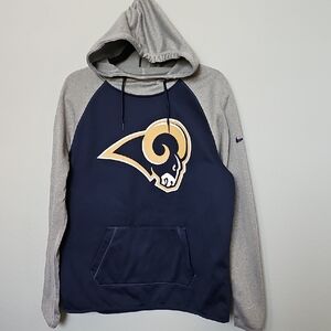 NFL Rams Old Logo Therma-Fit Navy and Gray Hoodie Boys Large